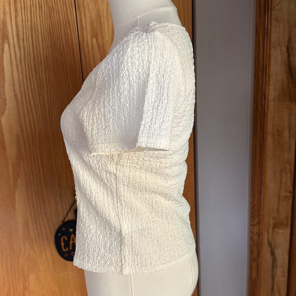 NWT Madewell square neck short sleeve popcorn top. Size large - Picture 3 of 5